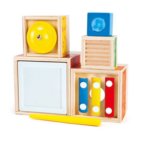 Hape menyusun muzik Set | Colorful 6 Piece Musical Box Toy