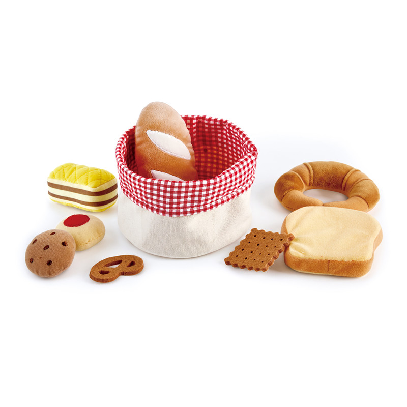 Hape Toddler Basket Roti | Soft Pretend Food Playset Untuk Kanak-kanak, Bakul Toy Roti termasuk roti bakar, jem cookie, kek, biskut soda dan banyak lagi