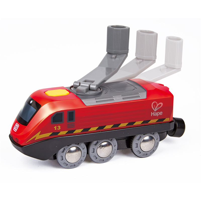 Hape Hand Crank Powered Train | Button yang dikendalikan, enjin dan lampu berkuasa kinetik boleh dicas semula, mainan kanak-kanak untuk set kereta api, kemasan merah, bermain yang mampan untuk kanak-kanak