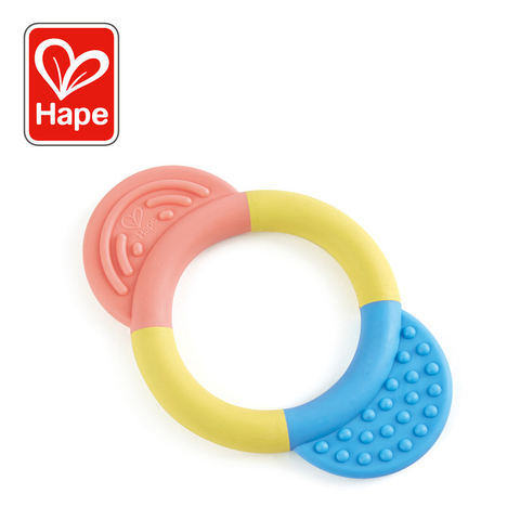 Hape Teether Ring | Mainan Teathing Multi-Tekstur untuk Bayi, Lembut berwarna