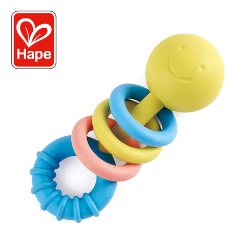 Hape Rattling Rings Teether | Movable Teething & Rattle Shake Toy untuk Bayi, Warna Lembut