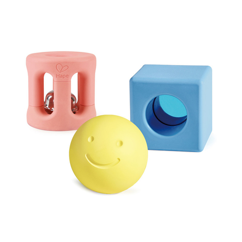 Hape Geometric Rattle | Mainan Rattle Colorful untuk Bayi, Bayi & Kanak-kanak, 3 Piece Awal Pendidikan Mainan Set
