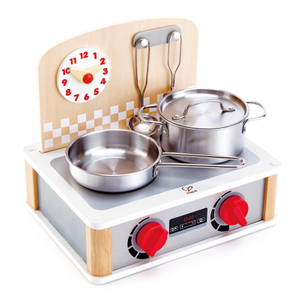 Hape 2-in-1 Kitchen & Grill Set | Berpura-pura bermain peranan realistik memainkan memasak mainan playset untuk kanak-kanak