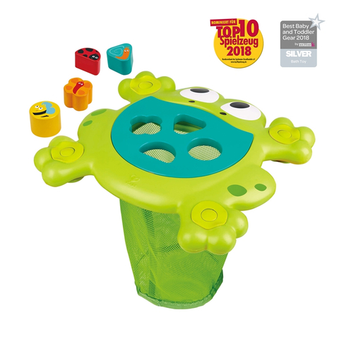 Hape Feed-Me Bath Frog | Anugerah Winning Baby & Toddler Bath Toy | Dengan serangga bertema bentuk & dilampirkan bersih